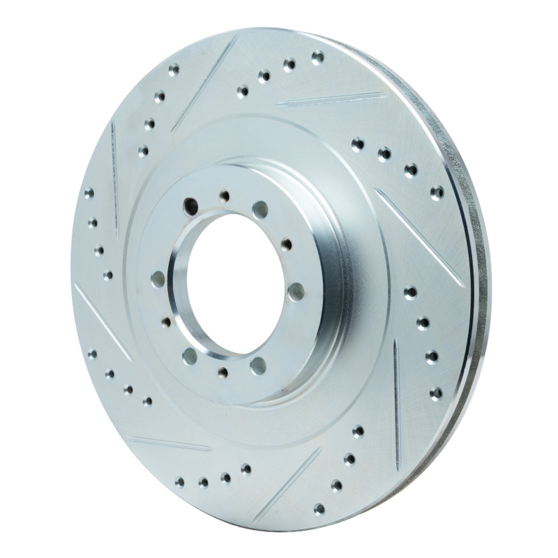 Mitsubishi Montero Brake Rotor (1) - Front Left - R1 Concepts - Drilled & Slotted - Silver - `98-`04